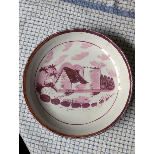 Pink Sunderland Lustreware in Rare House Pattern; 7 Pieces; Mid 19th Century For Sale In New York - Image 6 of 9