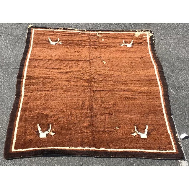 An awesome antique vintage design, decorative, Mangolian rug. it measures 8’9” x 6’11” it’s circa 1880s and older. It has...
