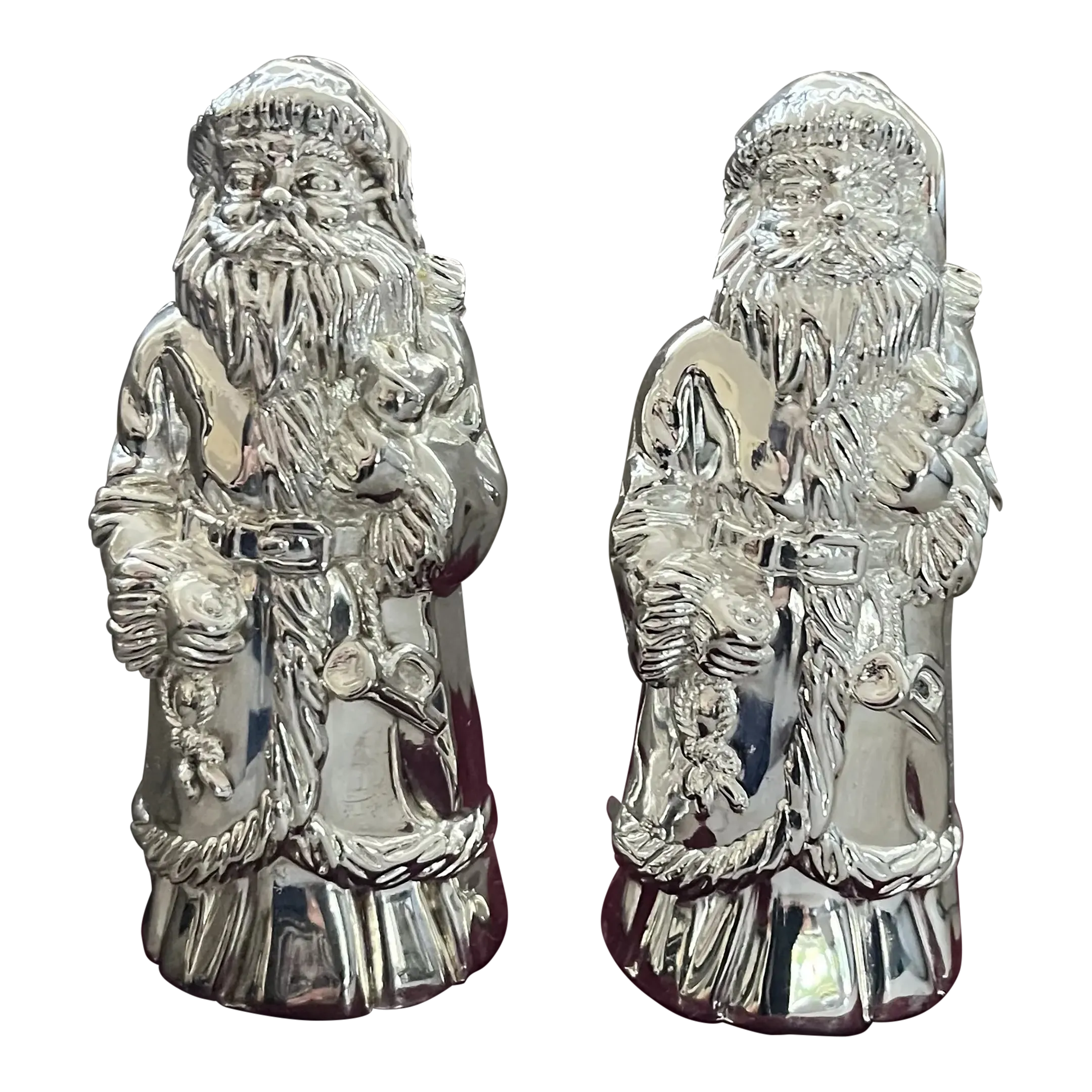 Vintage Godinger Silver Plated Christmas Santa Claus Salt and