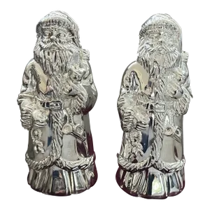 Vintage Godinger Silver Plated Christmas Santa Claus Salt and Pepper Shaker Set