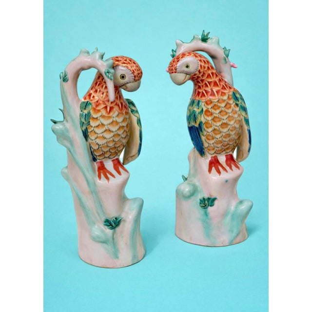 Great pair of antique parrots, very detailed hand painted porcelain. The parrot features intricate feathers pattern (often...