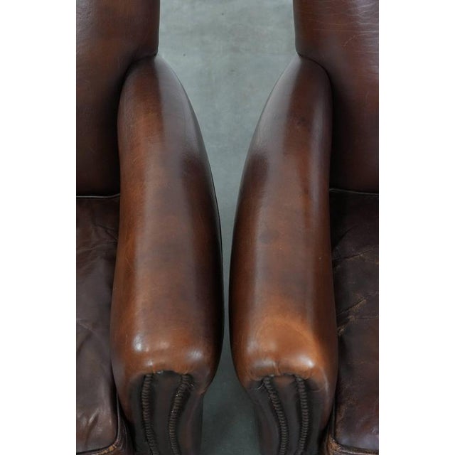 Brown Vintage Sheepskin Club Chairs, Set of 2 For Sale - Image 8 of 18