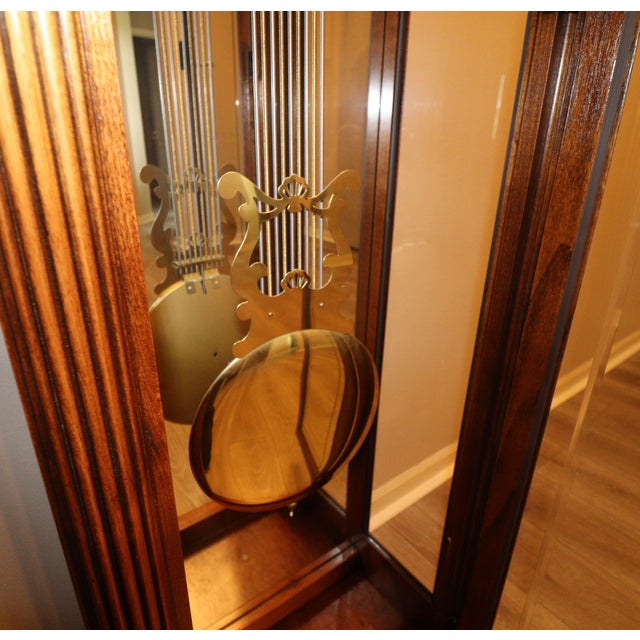 Howard Miller 68th Anniversary Grandfather Clock – Windsor Cherry – Illuminated Moon Dial – Unused For Sale - Image 12 of 14