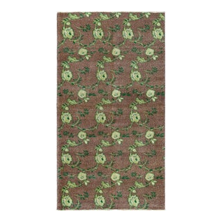 1960s Vintage Distressed Rug in Red, Blue, Beige Floral Pattern For Sale