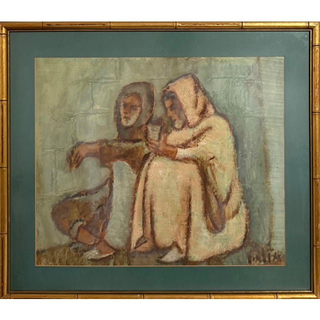 Arieh Allweil, Middle Eastern Men Oil Painting Austrian Israeli Modernist Tel Aviv Museum For Sale - Image 4 of 8
