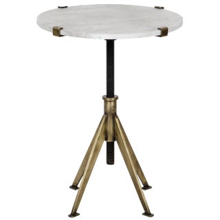 NOIR Edith Adjustable Side Table, Small, Antique Brass, Metal and Quartz For Sale