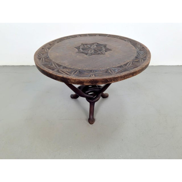 Vintage African Handmade Wooden Folding Table, 1960s For Sale - Image 6 of 8