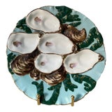 Image of Antique C. 1880 Blue Haviland Limoges French Majolica Oyster Plate, Turkey Style For Sale