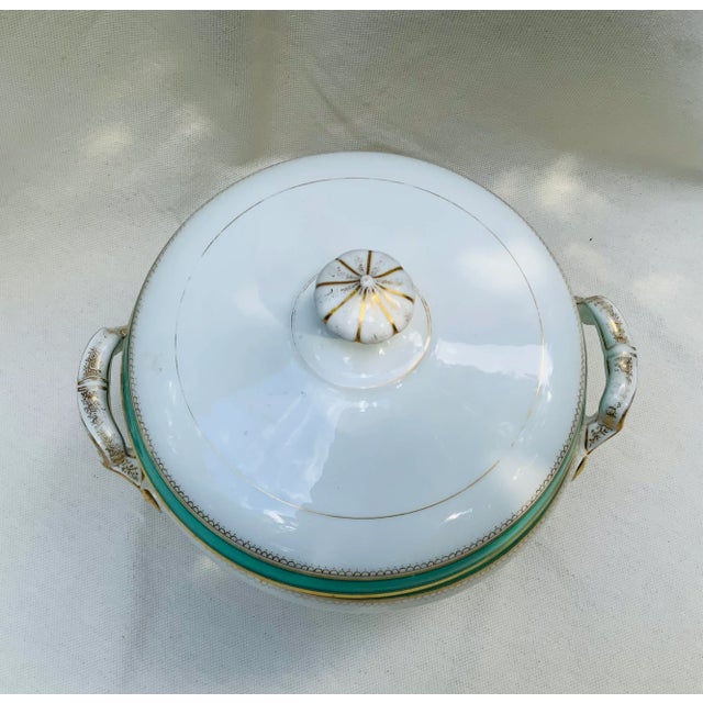 19th Century French Porcelain Large Tureen W/Turquoise & Gilt Detail For Sale - Image 17 of 18