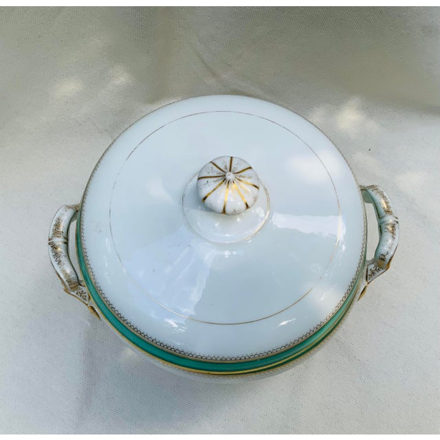 19th Century French Porcelain Soup Tureen With Turquoise & Gilt Detail For Sale - Image 17 of 18