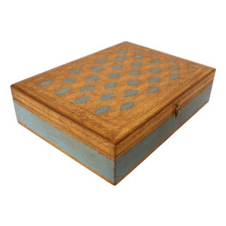 Large Vintage Italian Florentine Baroque Turquoise and Gilt-Wood Jewelry Box For Sale