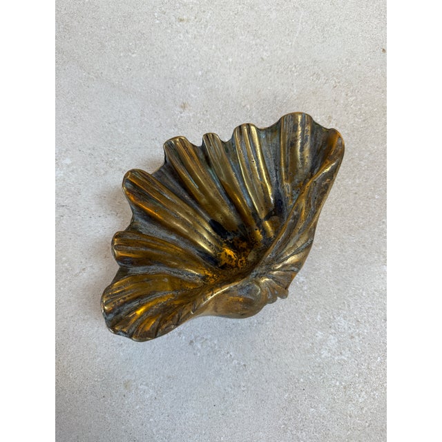 Metal Vintage Brass Shell Dish / Scallop Shell Catchall Bowl For Sale - Image 7 of 7