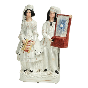 Antique Staffordshire Double Musical Figures