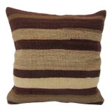 Turkish Striped Wool Kilim Pillow For Sale