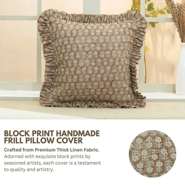* Hand block printed cushion cover – Each piece reflects traditional craftsmanship. * Premium thick linen fabric –...