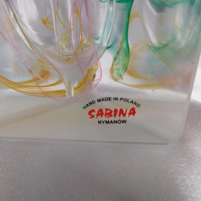Transparent 1960s Sabina Romanov Art Glass Perfume Bottle From Poland For Sale - Image 8 of 12