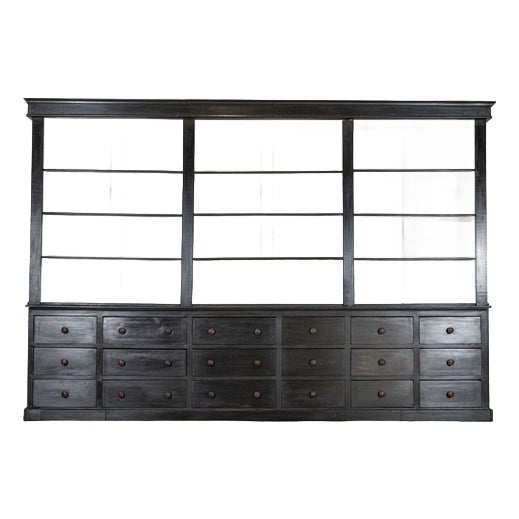 French Monumental Ebonised Bookcase, 1900s For Sale