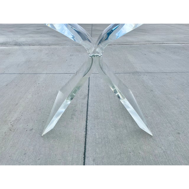 Plastic 1970s Vintage Lucite "Butterfly" Console Table Base Styled After Lion in Frost For Sale - Image 7 of 13