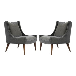 Set of Slipper Chairs by Selig in Plush Mohair, Circa 1950s For Sale