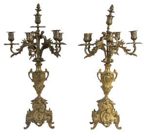 Antique Bronze Candelabra, Set of 2