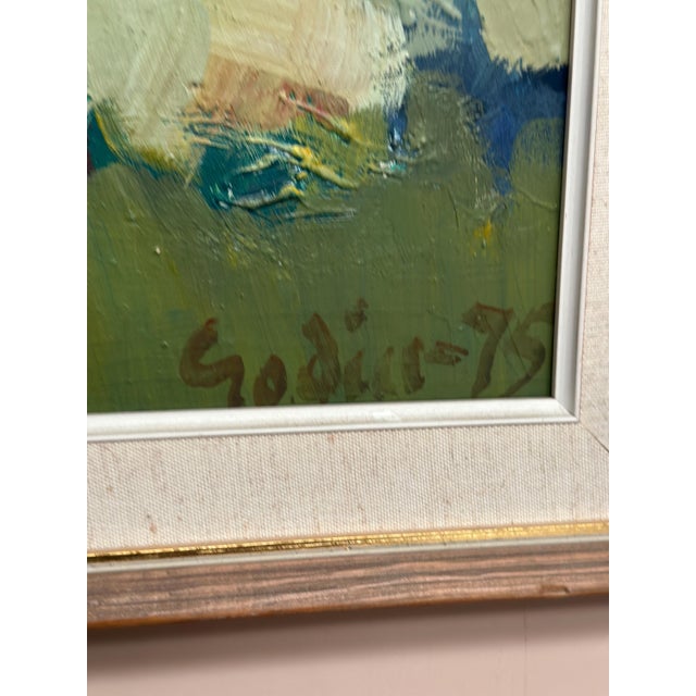 Ragnar Godin, Composition in Green, 1975, Oil on Panel, Framed For Sale - Image 8 of 16