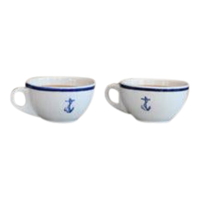 Vintage Homer Laughlin Us Navy Anchor Cups - A Pair For Sale