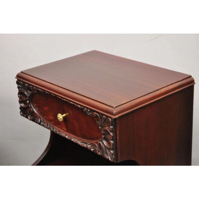 Vintage Chinese Chippendale Mahogany 2 Drawer Nightstands Bedside Tables - Pair For Sale - Image 12 of 12