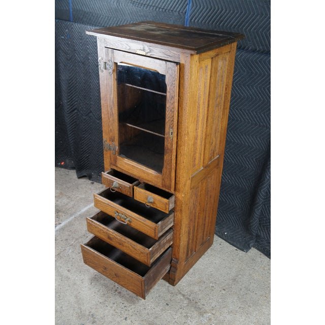 Early 20th Century Antique Harvard Company Quartersawn Oak Dental Cabinet Curio Showcase Display For Sale - Image 5 of 14