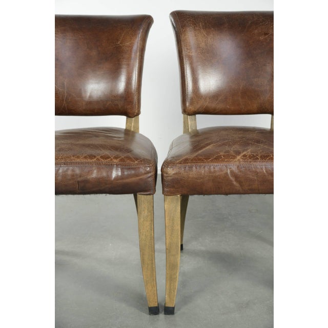 Vintage Cowhide Leather and Wood Dining Chairs, Set of 4 For Sale - Image 10 of 16
