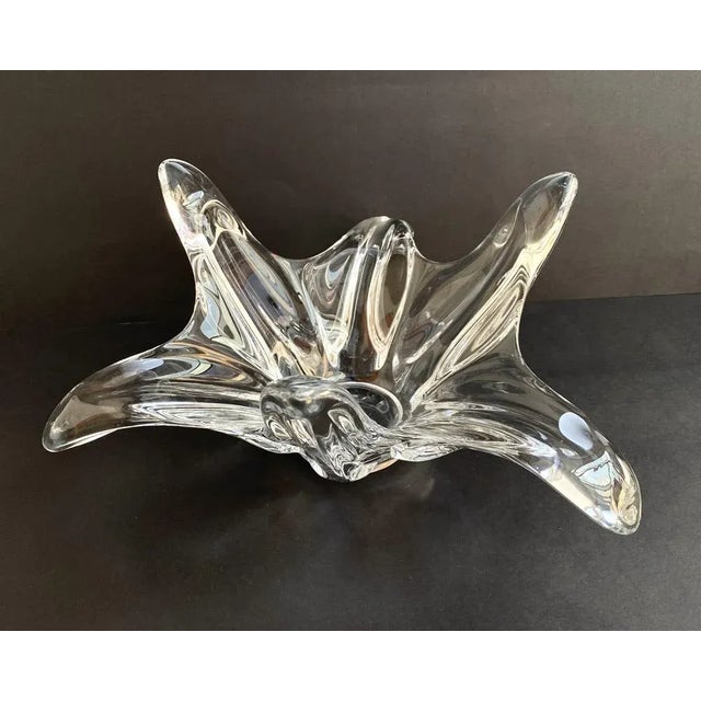 Adorable translucent hand-blown crystal glass fruit bowl or centerpiece by Art de Vannes France, 1960s. Heavy lead crystal...