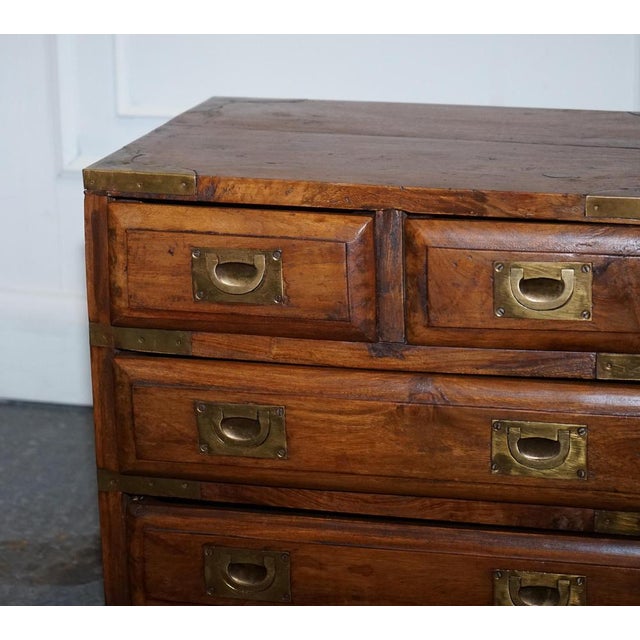 Metal Vintage Military Campaign Bedside Tables in Brass, Set of 2 For Sale - Image 7 of 17
