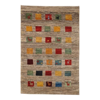 Vintage Hand-Knotted Persian Gabbeh Rug 3'4" X 5'0" For Sale