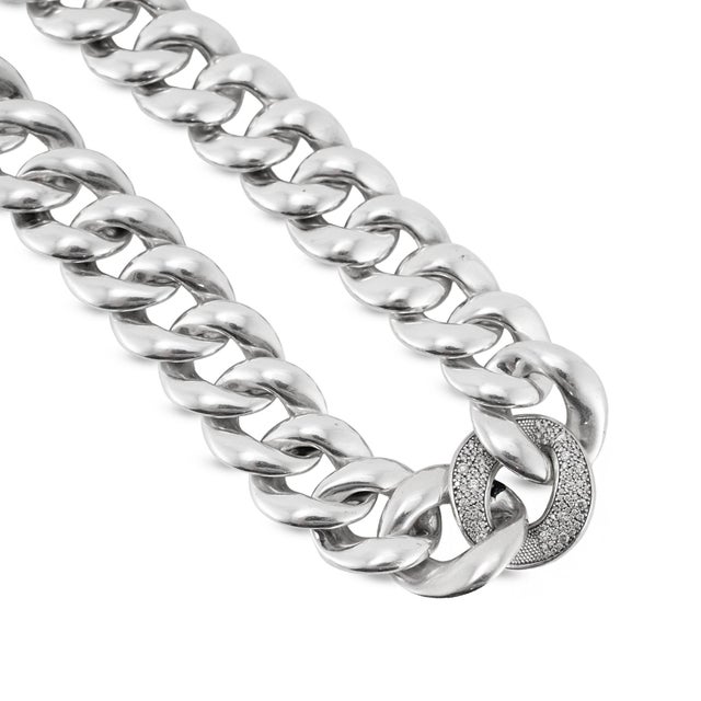 Early 21st Century Retired David Yurman Cordelia 925 Silver 1.34ct Diamond Curb Chain Necklace For Sale - Image 5 of 7