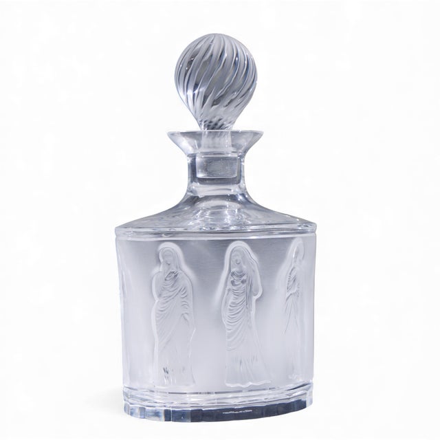 French Late 20th Century Lalique French Femmes Crystal Set of Decanter and Tumbler Glasses For Sale - Image 3 of 11