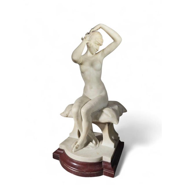 Italian School Artist, Nude Sculpture, Carved White Marble, 20th Century For Sale - Image 14 of 17