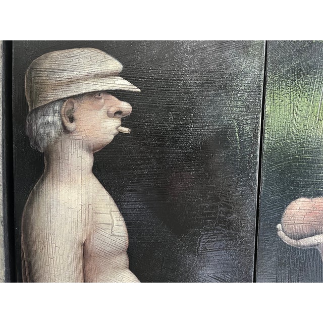 Jeanne Lorioz, Adam and Eve Original Diptych, Oil on Canvas, 2000s, Framed For Sale - Image 6 of 8