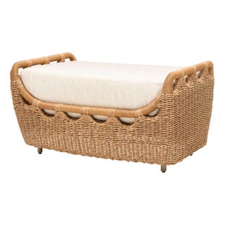 Ashley Childers x SURYA Marvella Ottoman Brown 20"H x 33"W x 22"D For Sale