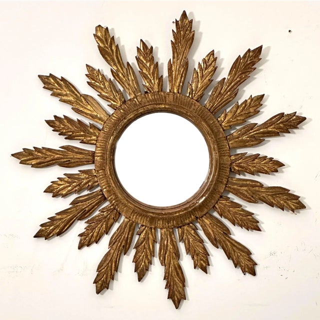 French Gilt Sunburst or Starburst Convex Mirror (Diameter 28 1/8) For Sale - Image 9 of 10