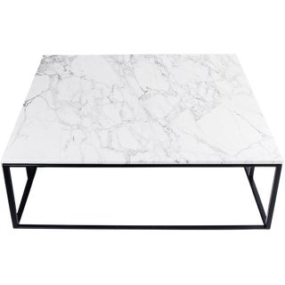 Modern Minimalist White Marble Coffee Table For Sale