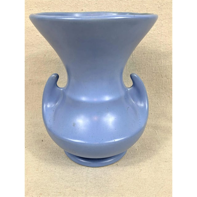Vintage Usa Blue Vase For Sale - Image 9 of 9
