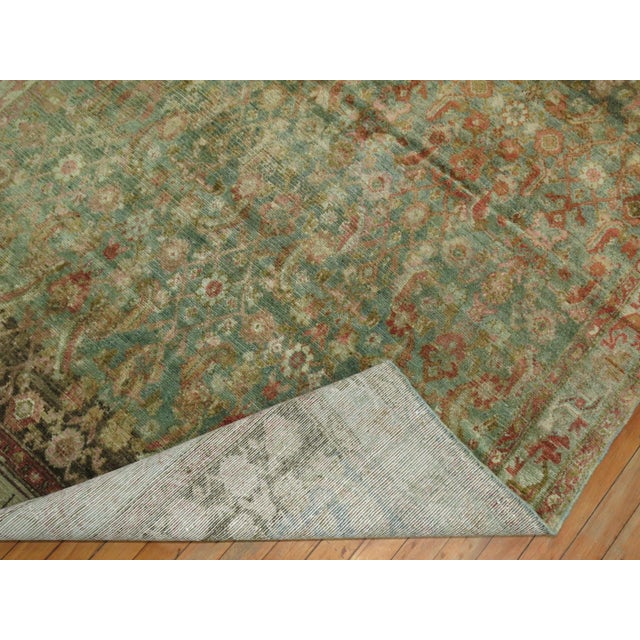Early 20th Century Rare Wide Long Green Antique Persian Malayer Runner For Sale - Image 5 of 6