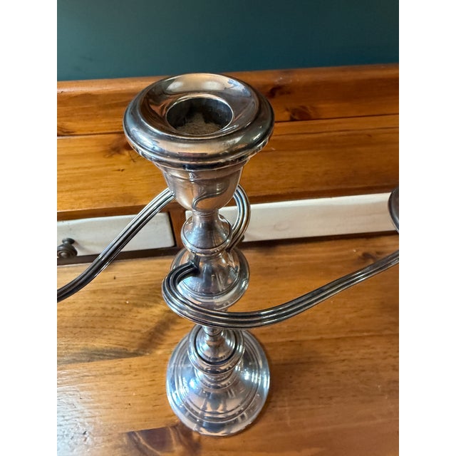 Statement Circa 1930 Gorham Convertible Silver-Plate Triple Candelabras - A Pair For Sale - Image 14 of 18