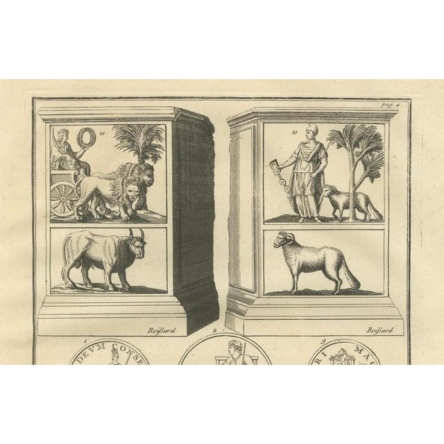 Early 18th Century After Bernard de Montfaucon, Roman Chariot Relief and Imperial Allegories, 1721, Engraving For Sale - Image 5 of 9