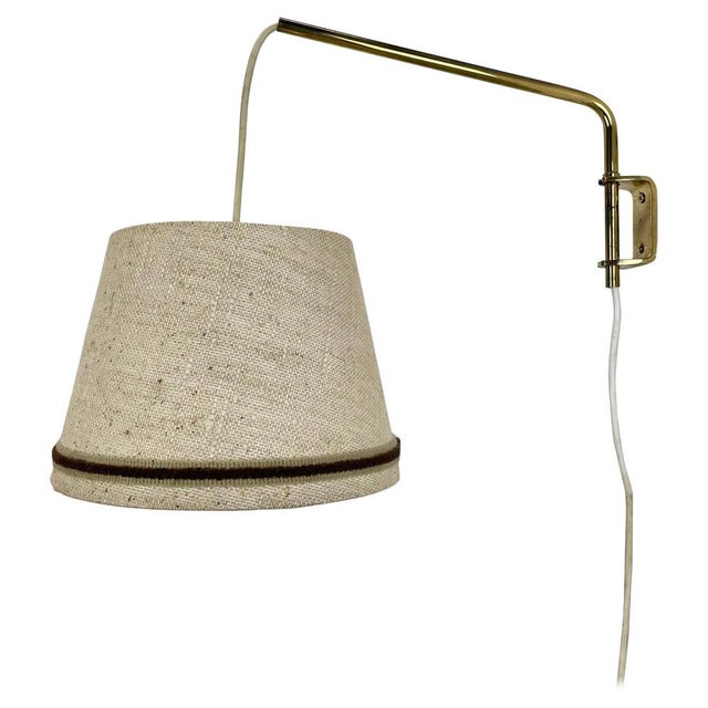 Minimalist Adjustable Swing Arm Brass Wall Light with Shade, Germany, 1970s For Sale - Image 14 of 14