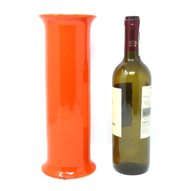 Orange Italian Orange Ceramic Cylinder Vase, 11.5" — Marked 1081/G For Sale - Image 8 of 8