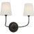 Modern Thomas O'Brien for Visual Comfort Signature Vendome 16" Cordless Double Sconce in Bronze with Linen Shades For Sale - Image 3 of 10