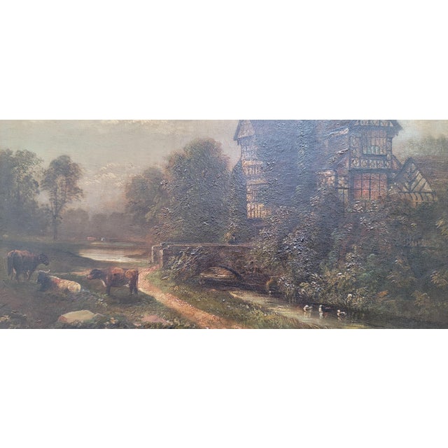 Antique Original Oil Painting English Tudor House Landscape by William Yale Circa 19th Century For Sale - Image 12 of 12