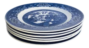 Vintage Blue Willow Luncheon (6) Plates 9.25” Usa
