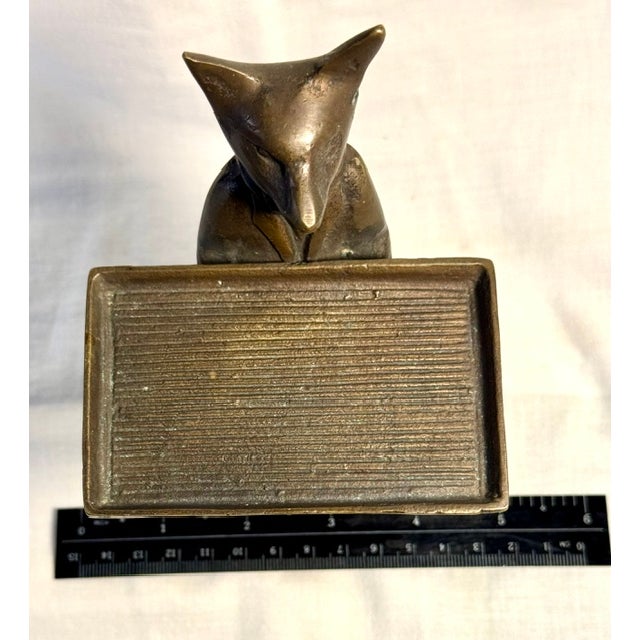 Metal Vintage Fox Figurine Bronze Card Holder For Sale - Image 7 of 8