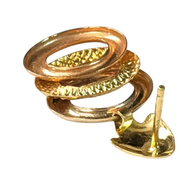 Vintage Mid-20th Century 18k Yellow Gold Textured Dangle Earrings For Sale In Tampa - Image 6 of 9